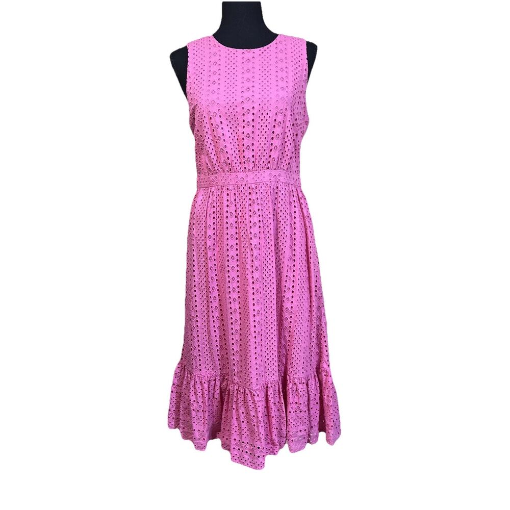 J. Crew Factory Pink Eyelet Midi Dress